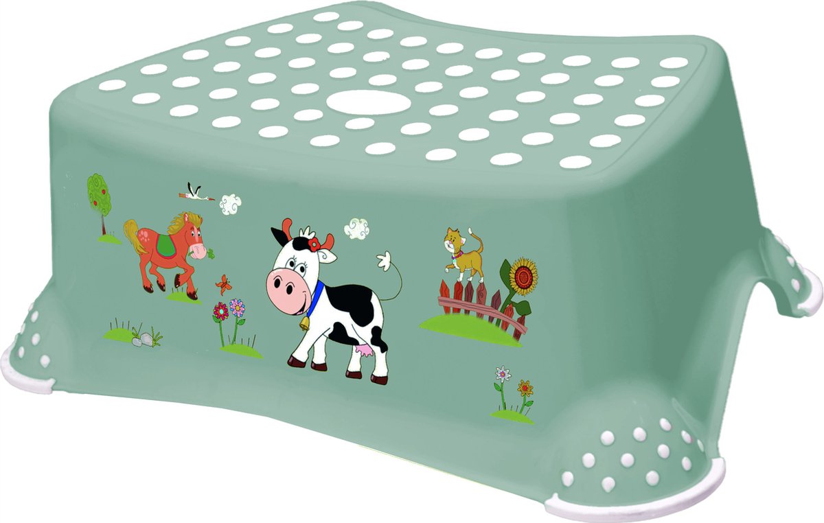 Gracioso escalón de granja Keeper - verde - para aprender a ir al baño y cepillarse los dientes