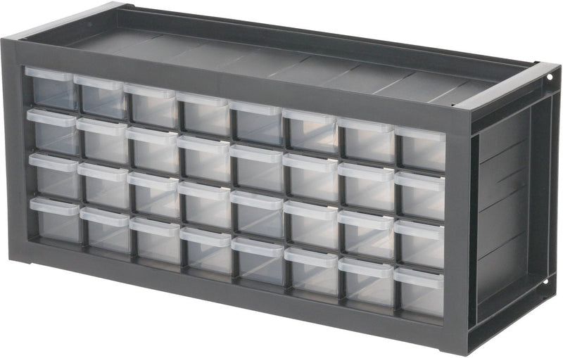 Organizer da officina Iris 32 cassetti - armadio portapezzi dpc‑32 - massima organizzazione - plastica - grigio nero