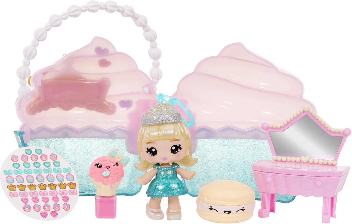 Set da gioco con beauty bag e bambola con lucidalabbra - cupcake