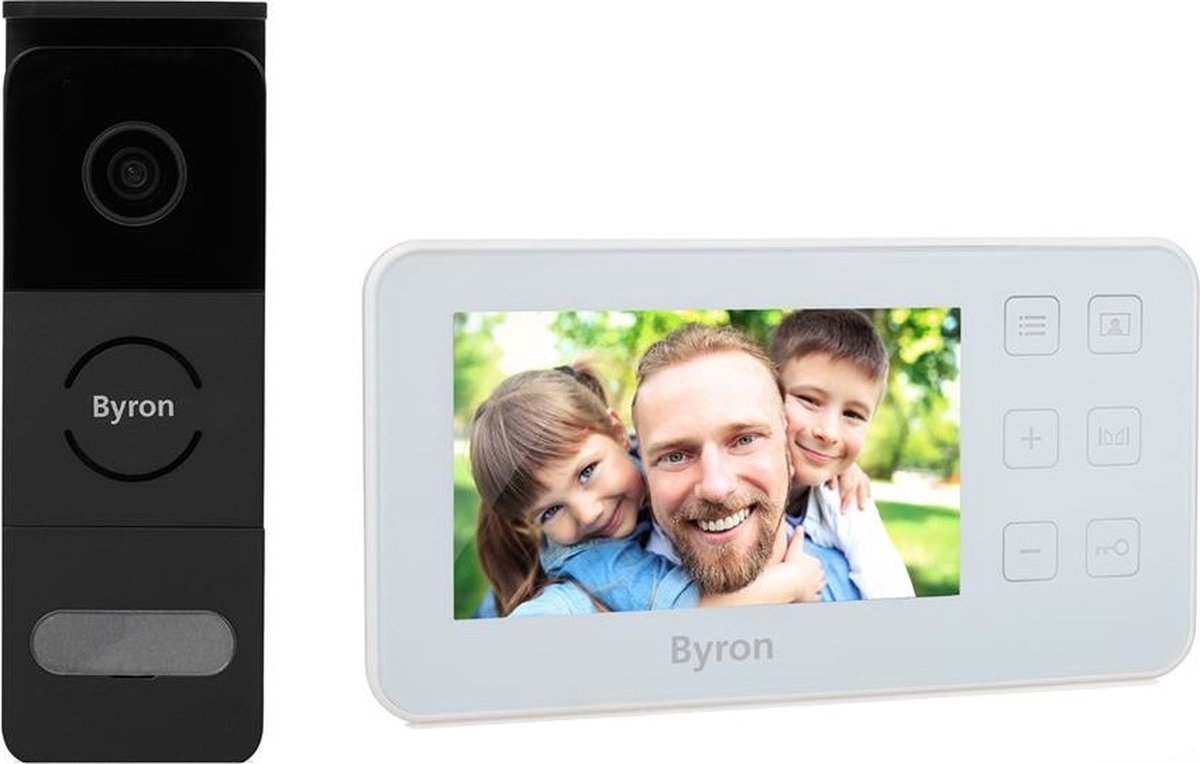 Byron dic-24512 - video deurbel bedraad - intercom en camera - 2 draadsaansluiting - 4,3 monitor