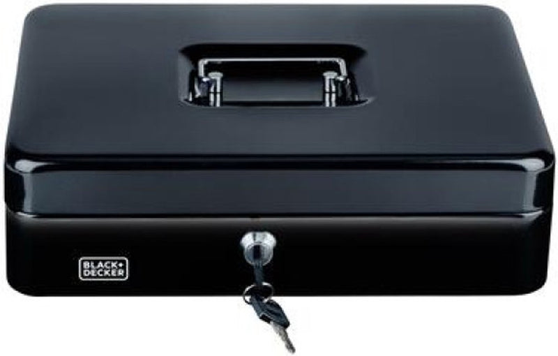Black+decker Cassaforte per casse Black Decker - 2 chiavi - nera - acciaio - portamonete - 30 x 24 x 9 cm