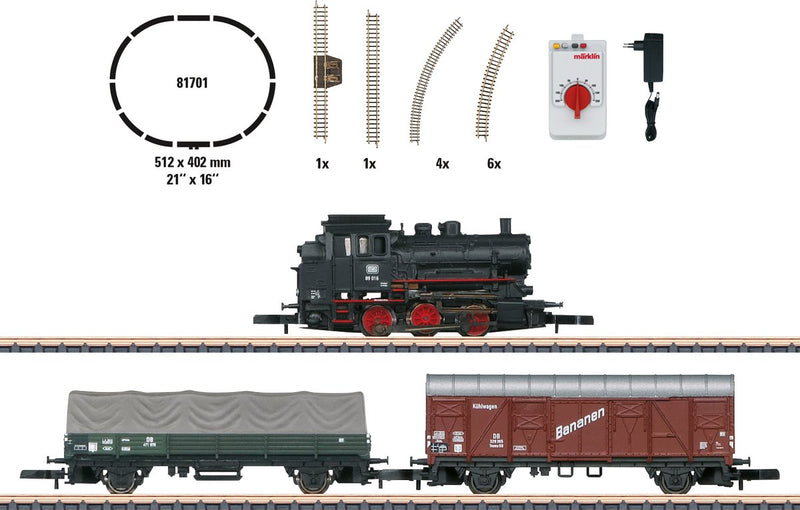 Set de iniciación Märklin tren de mercancías con locomotora de vapor serie 89, vía ovalada, dir.