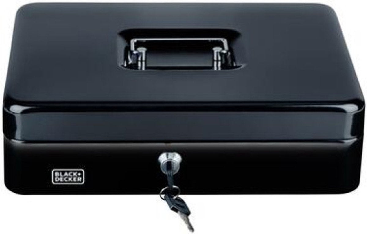 Black+decker Cassaforte per casse Black Decker - 2 chiavi - nera - acciaio - portamonete - 30 x 24 x 9 cm