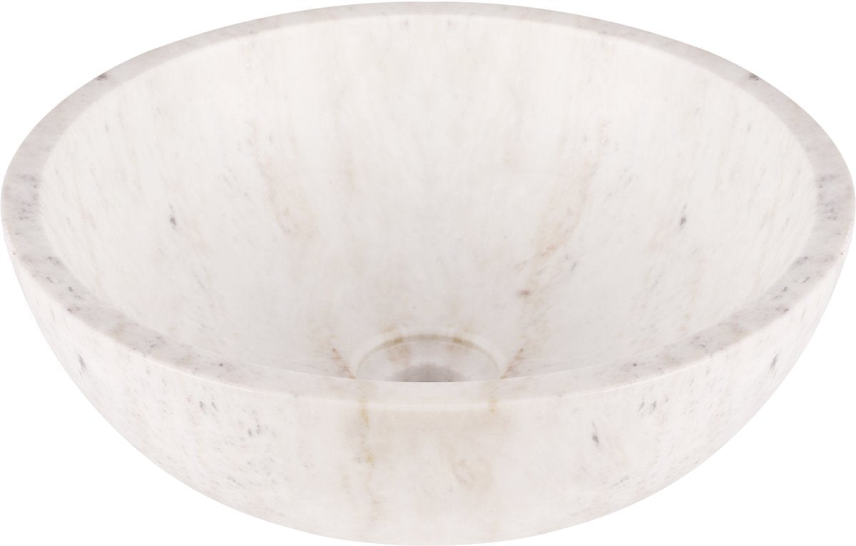Differnz marble wash basin - 40x40x15cm - round - marble - gloss white