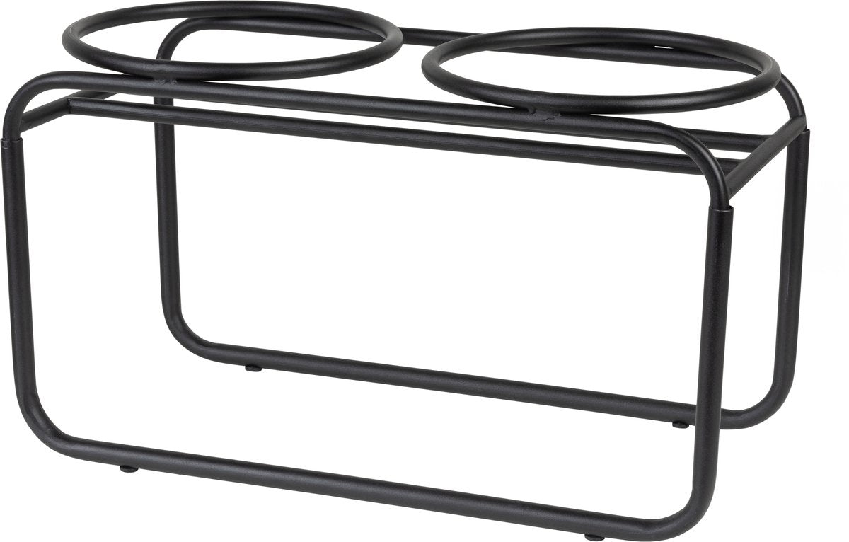 Mayordomo del Distrito 70 - soporte elevado para cuencos de comida - hecho a mano de acero - negro - mediano 42 x 20 x 24 cm