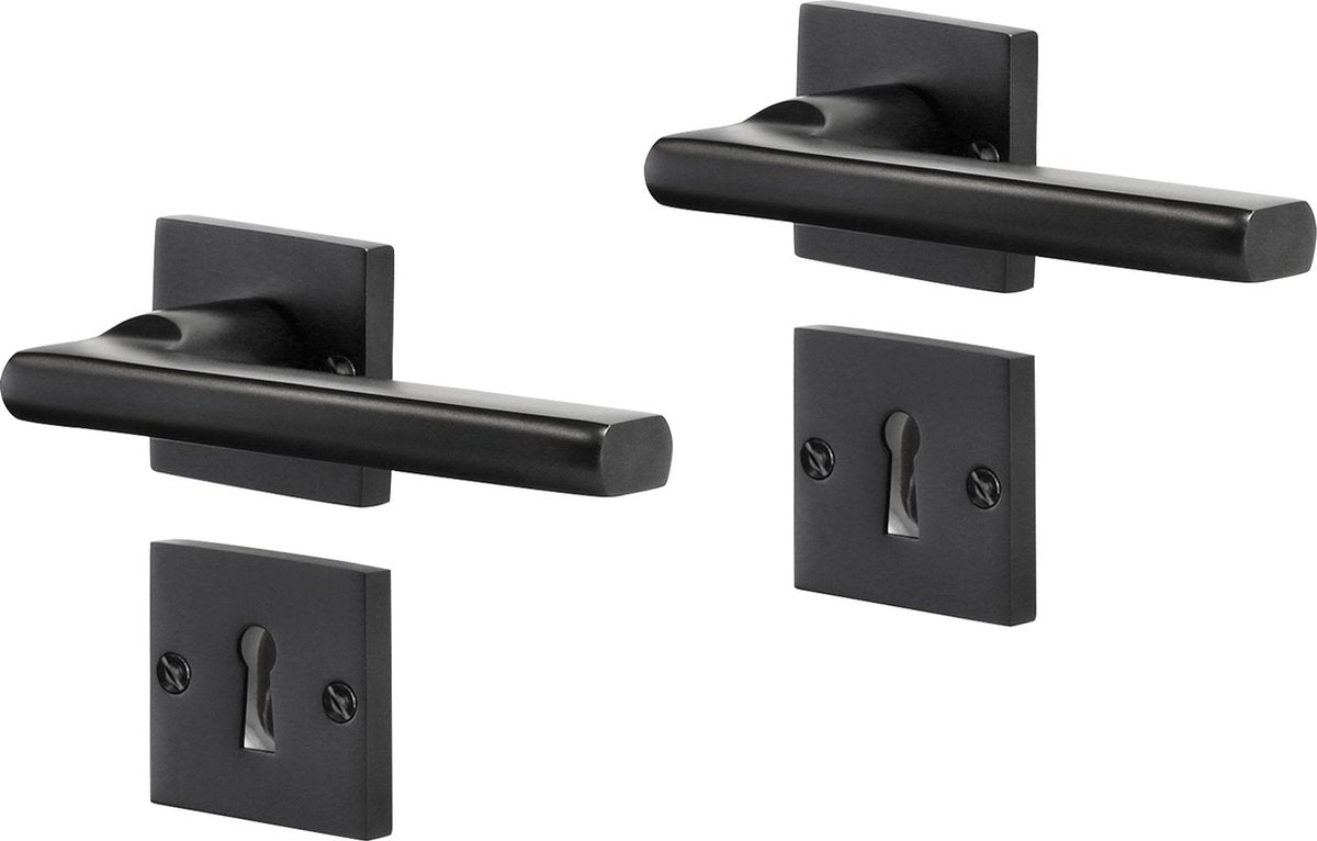 Herraje para puerta interior Impresso redhill - roseta cuadrada con roseta para llave cuadrada - aluminio - negro