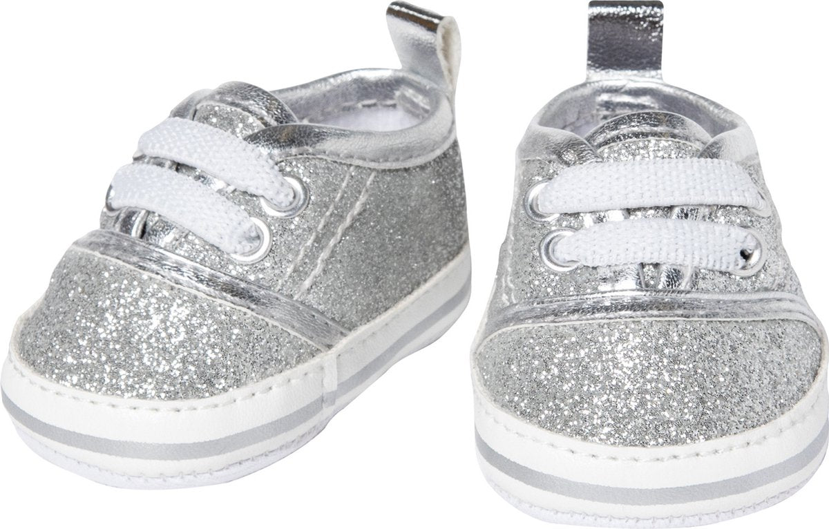Sneaker bambola Heless glitter d'argento, 38-45 cm