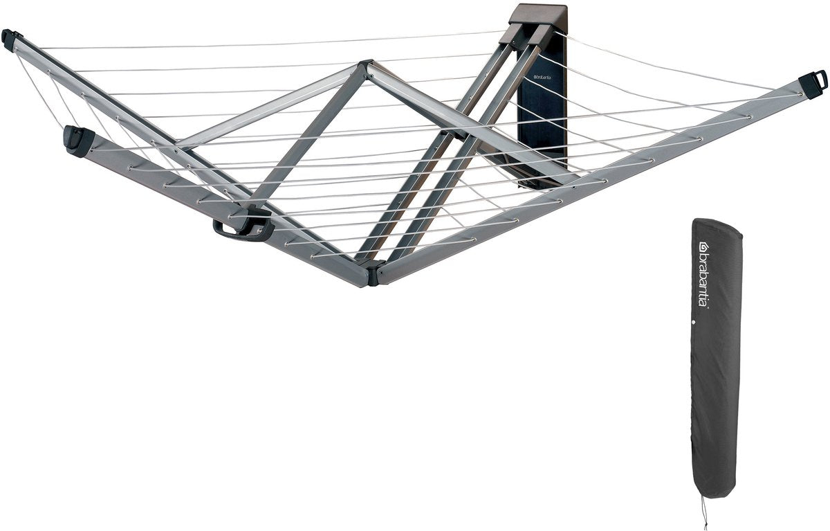 Brabantia wallfix wanddroogrek - met beschermhoes - 24 m - metallic grey