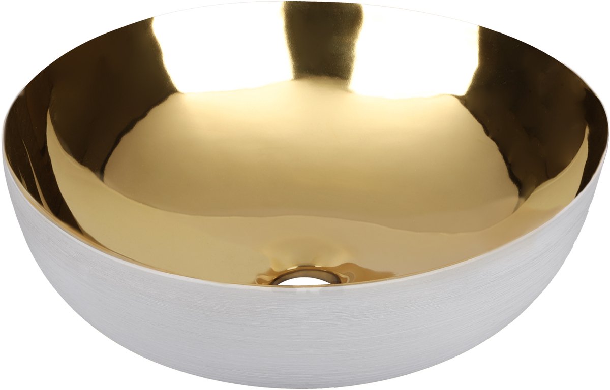 Lavabo Differnz Shine 40x40x13,5cm cerámica oro blanco