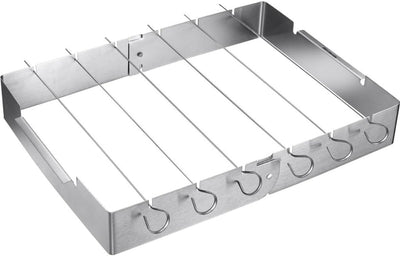 Set porta spiedini per barbecue senza marchio senza marchio - spiedini per griglia - grigliate uniformi - design pieghevole - 7 pezzi - color argento