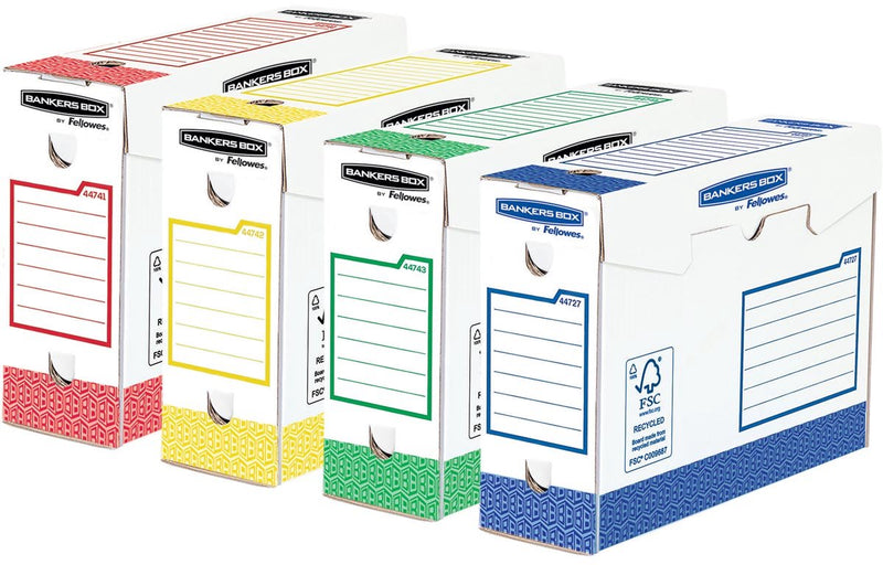 Scatole archivio Bankers Box - 9,5 cm - assortite - confezione da 8 pezzi