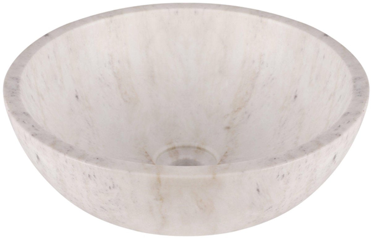 Lavabo de mármol Differnz - 40x40x15cm - redondo - mármol - blanco brillante