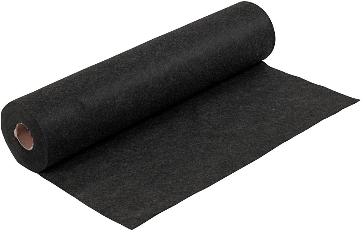 Fieltro Hobby Creativ Company, A: 45 cm, grosor 1,5-2 mm, jaspeado, 180-200 gr, negro, 5 m, 1 rollo