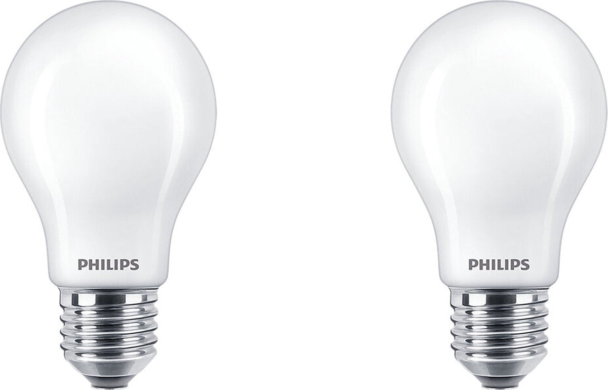 Philips led lamp - standaard lampvorm met e27 fitting - warmwit licht: 2700k - 40w - mat glas - 2-pack