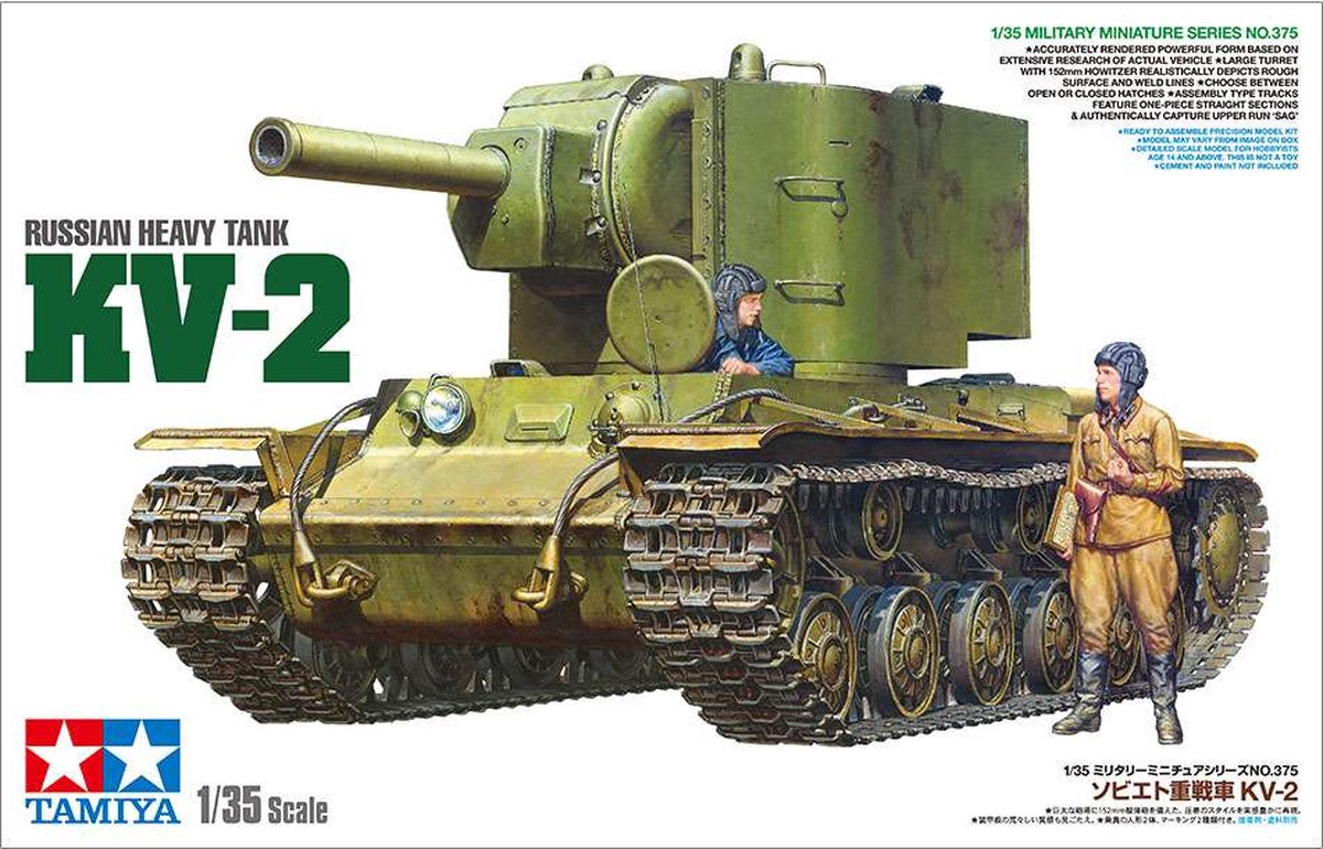 Tamiya modelbouwpakket militaire voertuigen - 35375 russian heavy tank kv-2 plastic - 1:35 - modelbouw