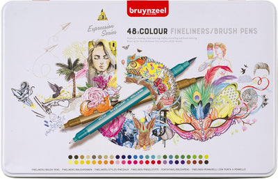 Creativi Bruynzeel Fineliner Brushpen Set 48 Colori