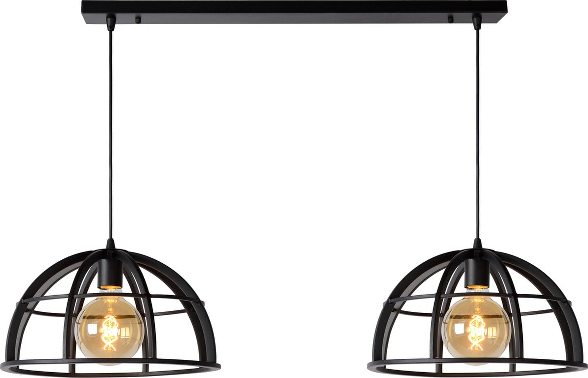 Lucide dikra - lampada a sospensione - 2xe27 - nero