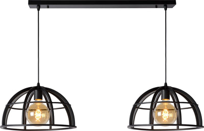 Lucide dikra - lampada a sospensione - 2xe27 - nero