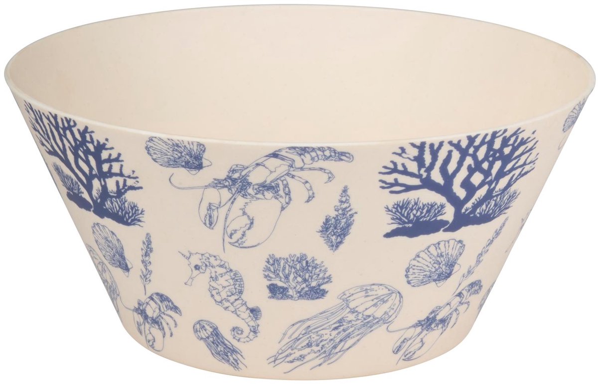 Alpina slakom kunststof – saladeschaal 25cm – serveerschaal – marine print – lichtgewicht