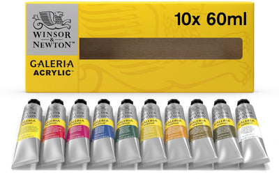Winsor Newton 2190517 Set di colori acrilici Galeria – 10 x 60 ml – Colori acrilici per artisti principianti