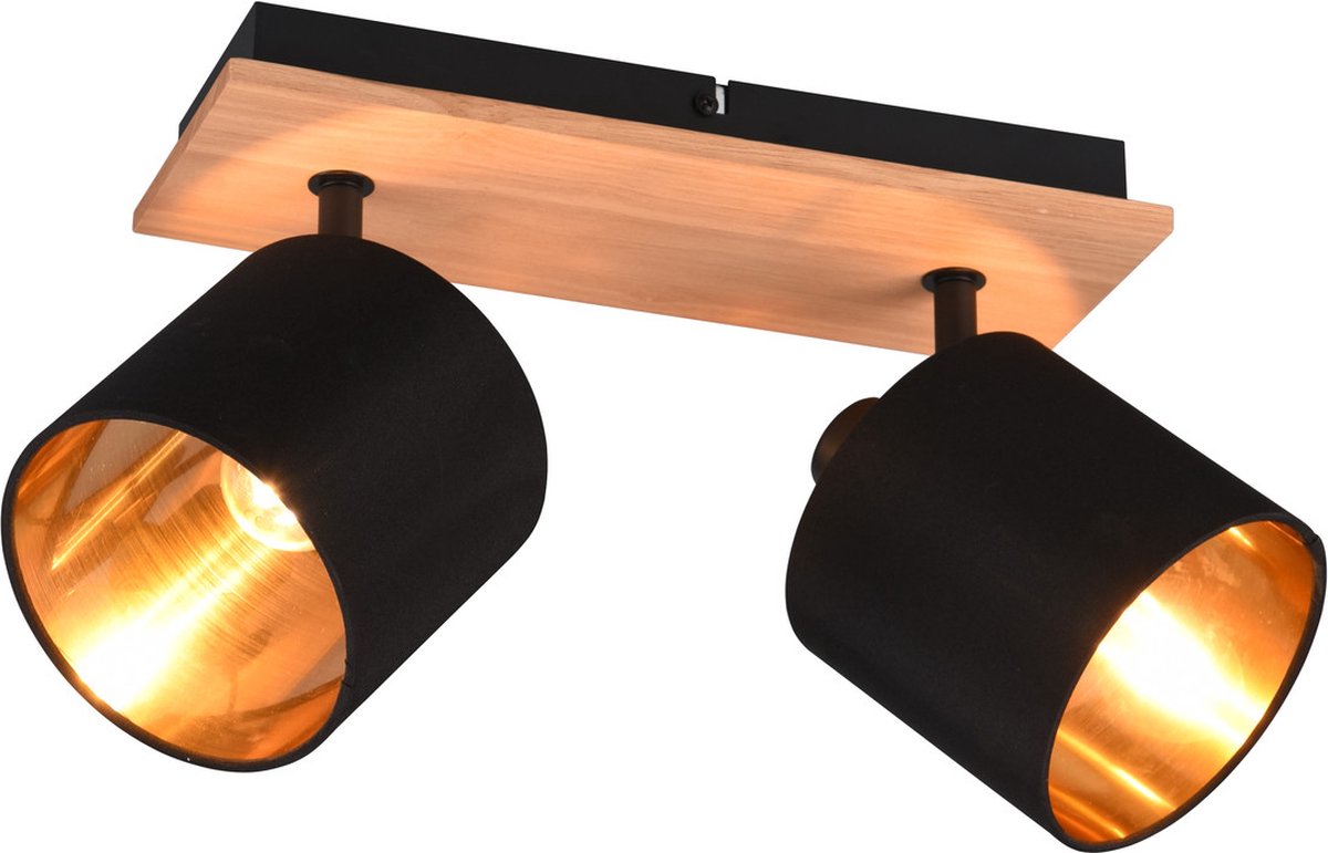 Rl live your light reality tommy spot - color madera - excl. 2 x e14 - rectángulo - negro-oro