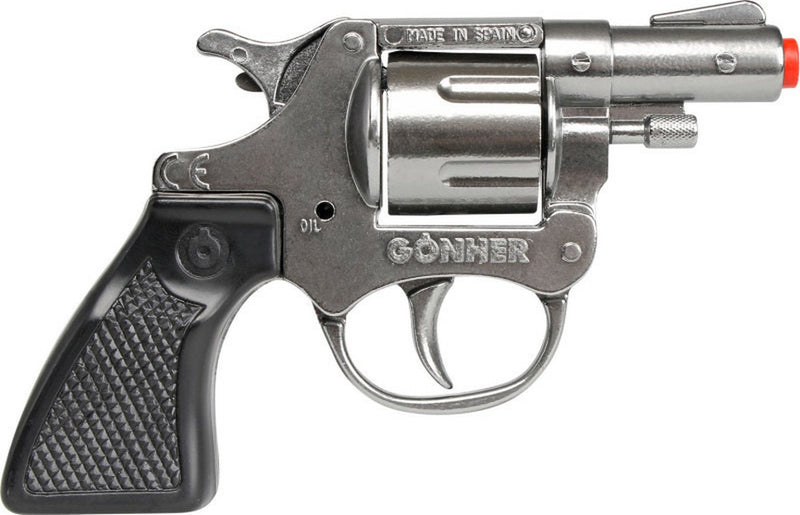 Gonher gohner politie verkleed speelgoed revolver pistool met kort loop - metaal plastic - 8 schots