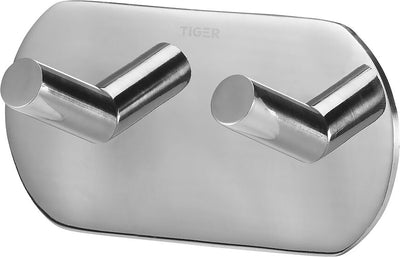 Tiger Rondo - gancio porta asciugamani doppio - senza foratura - ganci porta asciugamani - nastro da 3 m - acciaio inossidabile lucido