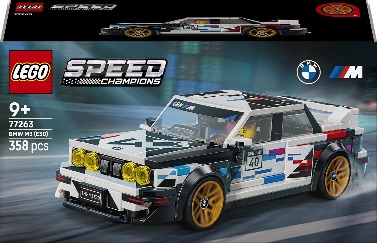 Lego Speed Champions Kit per costruire un'auto BMW M3 (E30) per bambini e decorazione della cameretta 77263