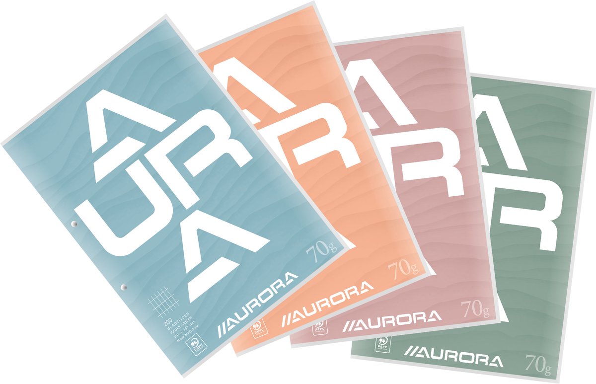 Aurora cursusblok a4 rt 4x8mm 2gaats 200pag 70gr