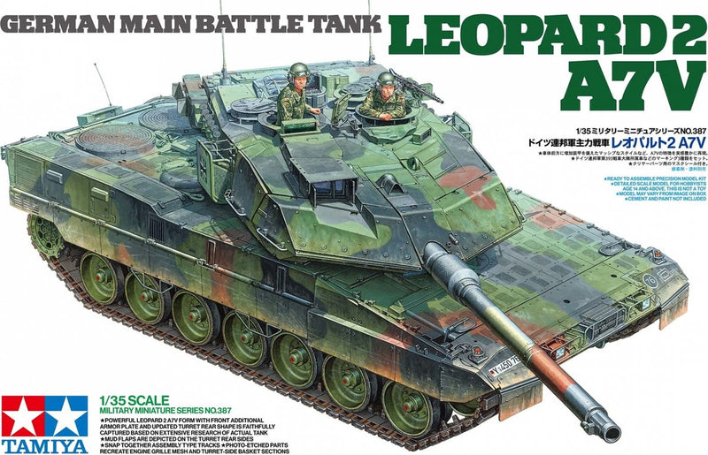 Maqueta de vehículos militares Tamiya - 35387 leopardo 2 a7v - tanque de batalla principal alemán de plástico - 1:35 - maqueta