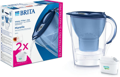 Brita - caraffa filtrante per l'acqua - Marella Cool - 2,4 l - blu - incl. 2 cartucce filtranti per l'acqua maxtra pro all-in-1 - confezione risparmio