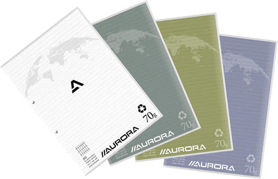 Aurora course pads - checked - recycled - 70g - a4 - 100 sheets - 10 writing pads