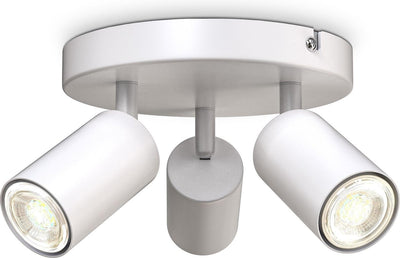 B.k.licht - surface-mounted spotlights - ceiling spotlight with 3 light points - white ceiling lamp - rotating bar - tiltable - gu10 fitting