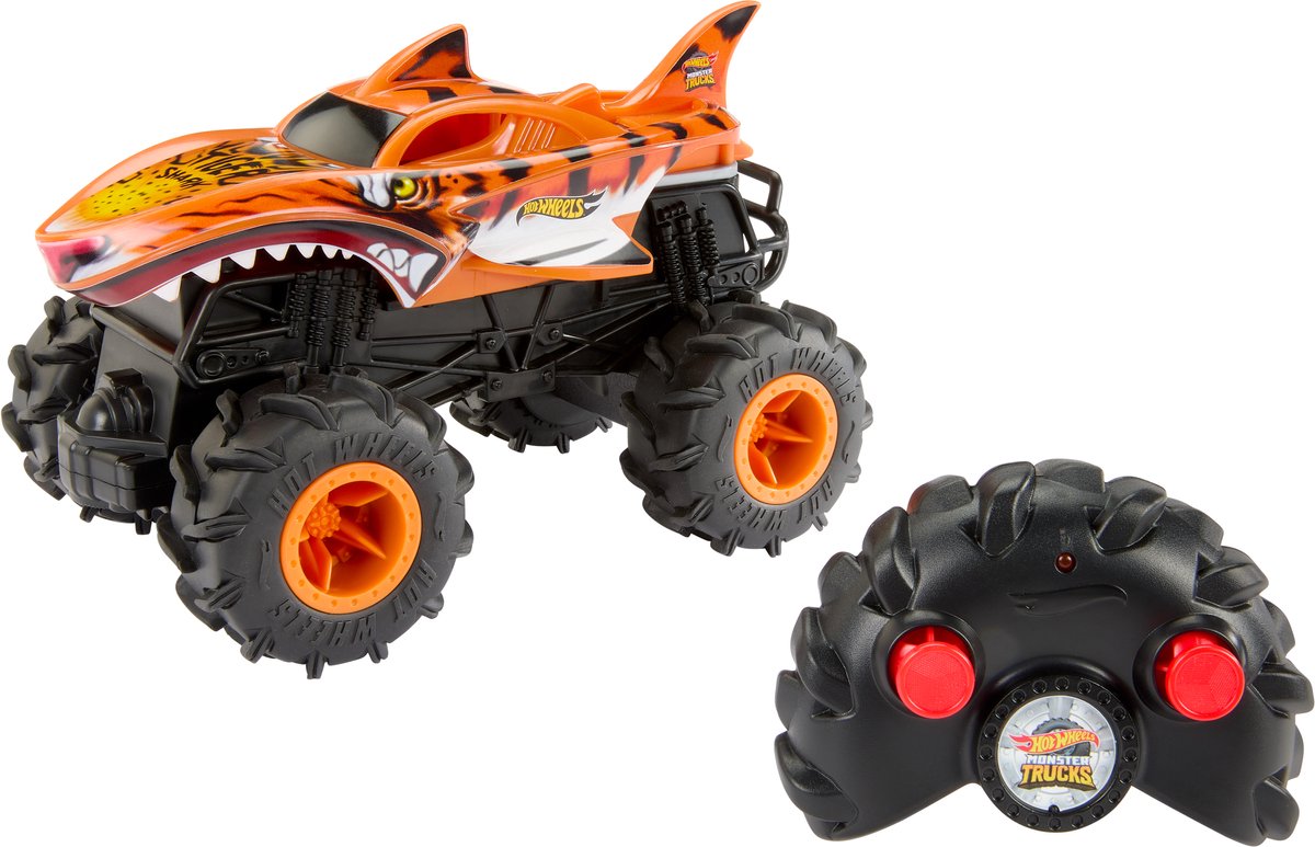 Hot Wheels Monster Trucks Vehículo RC HW Tiger Shark escala 1:24