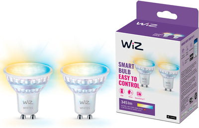 Wiz spot paquete de 2 - luz blanca cálida a fría - iluminación LED inteligente - ajuste gu10 - 50w - vidrio - wi-fi