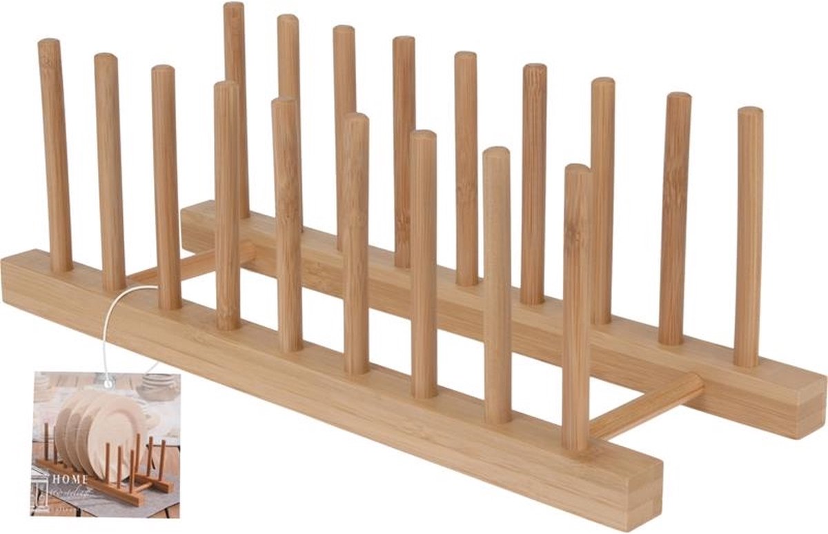 Home styling bordhouder natuurlijk bamboe 34 x 12,5 x 12 cm