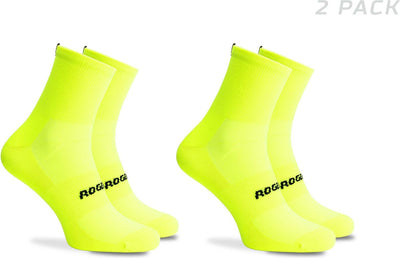 Calzini essenziali da ciclismo Rogelli - confezione da 2 - giallo fluorescente - 40 43