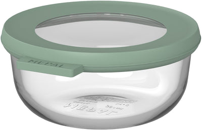 Recipiente para alimentos de vidrio Mepal redondo circular - 350 ml - Recipientes para alimentos de vidrio - Resistente al calor hasta 550 °C. sin tapa - recipientes para preparar comidas - salvia nórdica