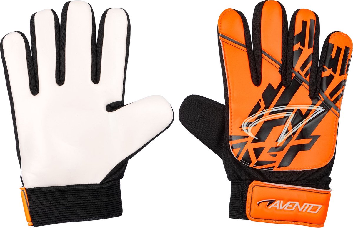 Avento keepershandschoenen - junior - oranje zwart - maat xs - pu grip