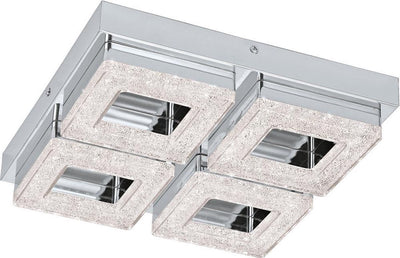 Eglo fradelo - lampada da parete soffitto - 28 cm - 4 luci - cromo, trasparente