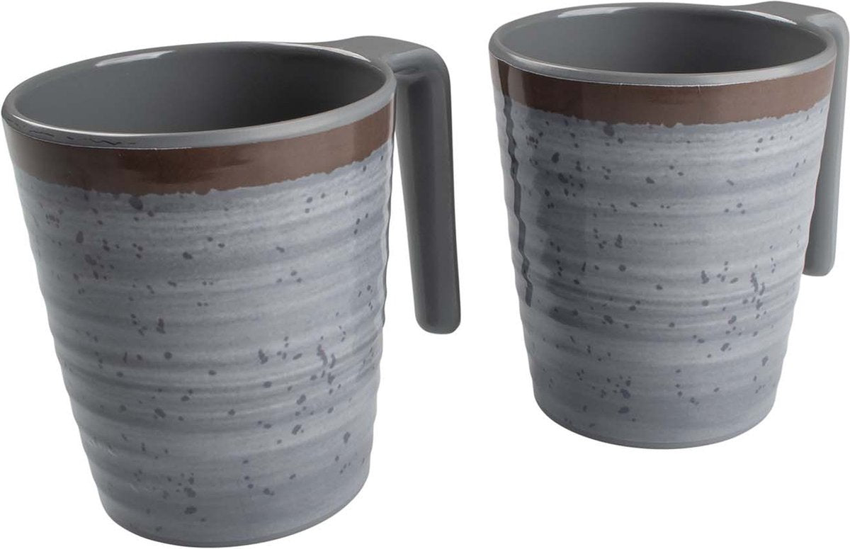 Bo-camp - mok - halo - l - melamine - 4 stuks - grijs