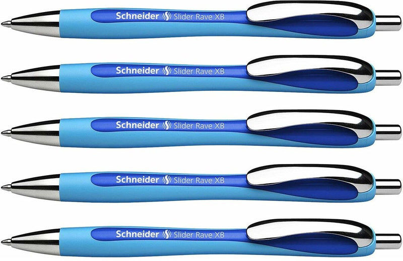 Bolígrafo schneider de instrumentos de escritura Schneider - slider rave - punta xb - ancho de trazo 1,4 mm - azul - 5 piezas - s-132503-5