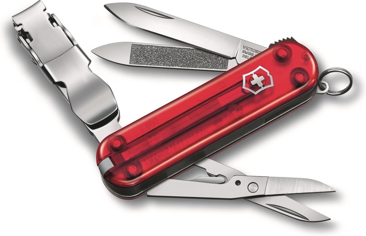 Victorinox nail clip 580 navaja 8 funciones rojo transparente