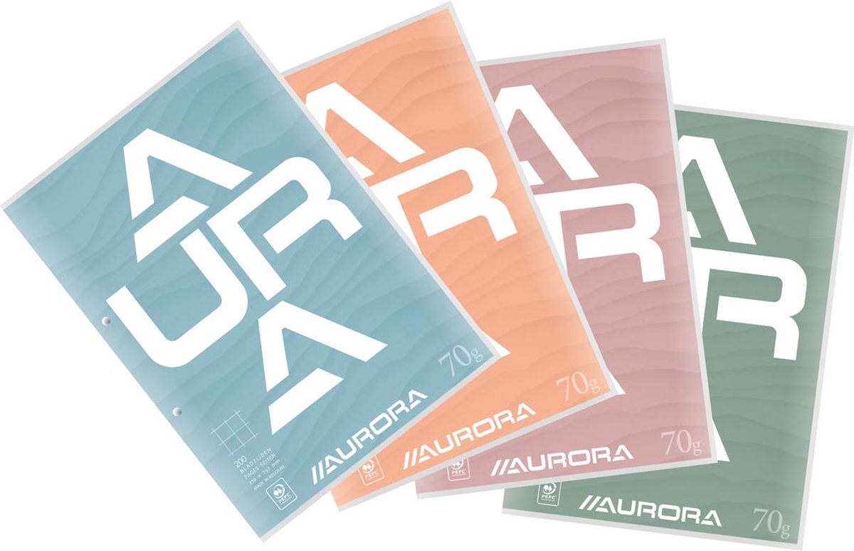 Aurora cursusblok splendid a4 2-gaats ruit 5x5mm 100vel 70gr