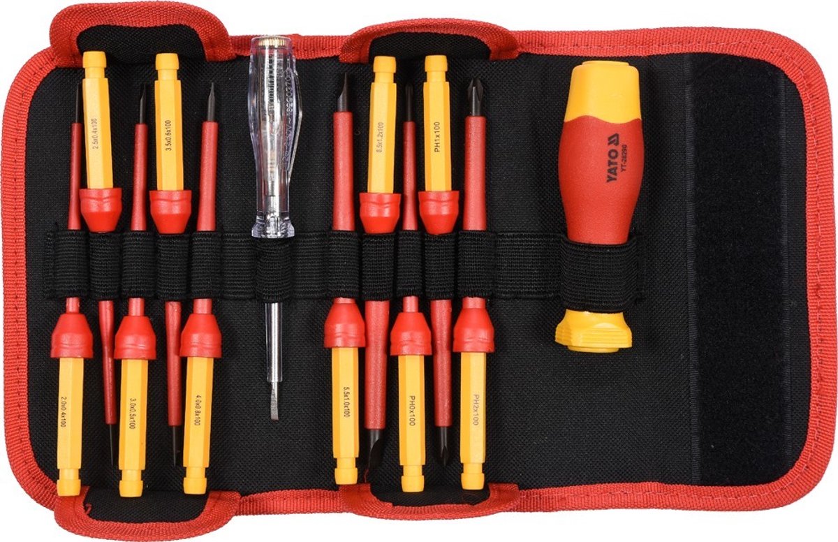 Yato insulated screwdriver set with voltage tester - 12 pieces - 1000v - durable steel