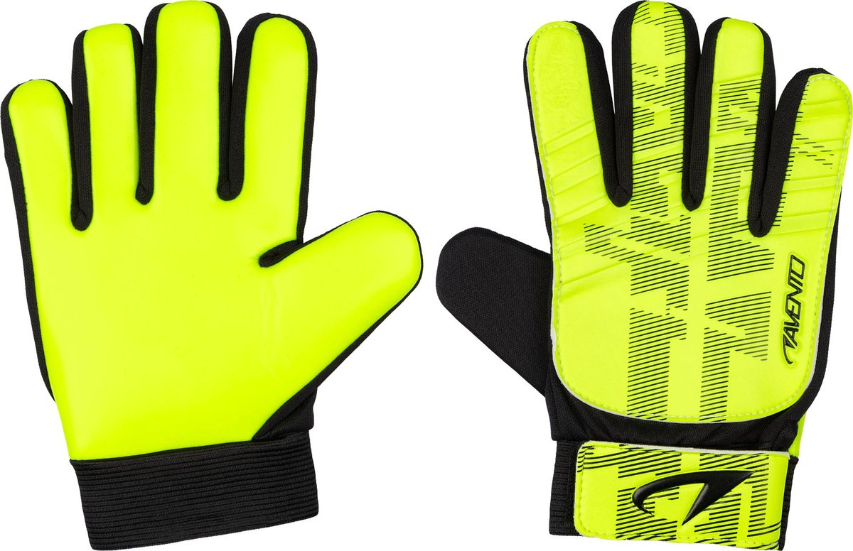 Avento keepershandschoenen - junior - geel zwart - maat m - pu grip