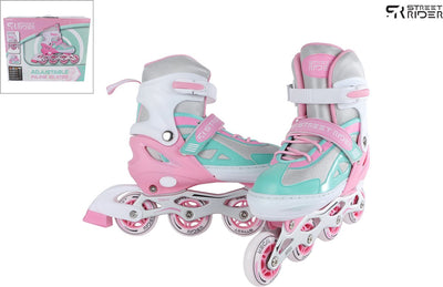 Street Rider Inline Skeelers Pink Green adjustable, size 29-32