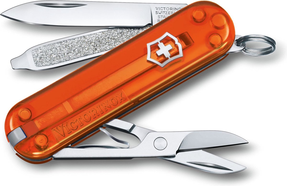 Victorinox classic sd transparent zakmes - fire opal - 7 functies