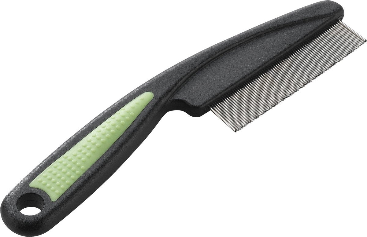 Ferplast stofkam kat zeer fijn - kattenvachtkam - 15x4 cm zwart lime