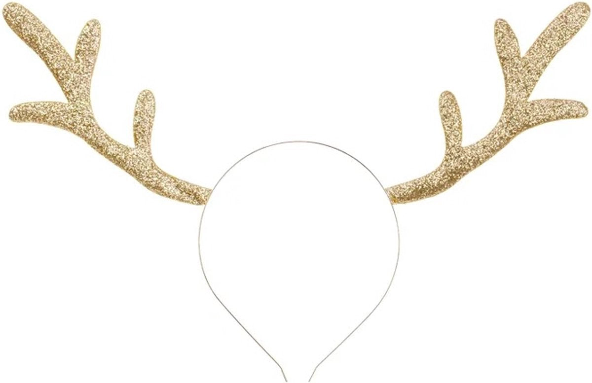 Partydeco haarband kerst goud - gewei - decoratie - haardecoratie - kersthoed - glitter - christmas - xmas